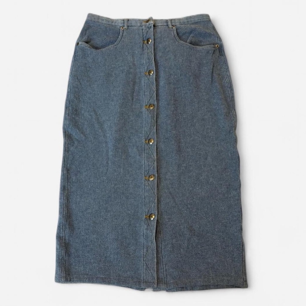 Carole Little Blue Button-Front Pencil Skirt